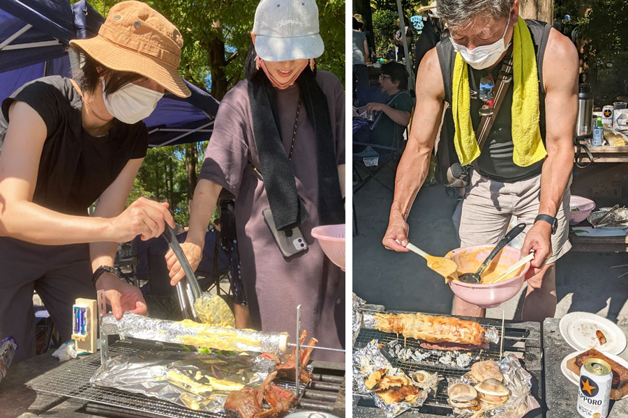 BBQ　バウムクーヘン　自作くるくるロースター