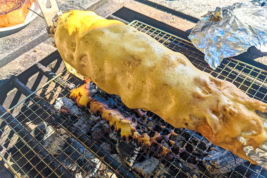 BBQ　バウムクーヘン　自作くるくるロースター